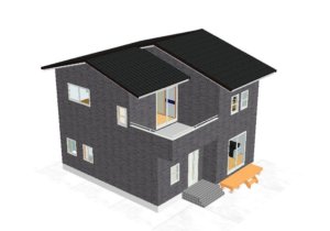 バルコニーのある家１-内観合成外観