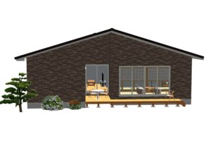 平屋建ての家-内観合成外観up