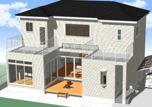 空のある暮らし-内観合成外観2