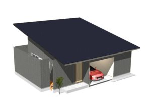 コンパクトな平屋の家-内観合成外観