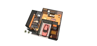 コンパクトな平屋の家-鳥瞰( 1 階)1